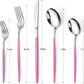 Mirror Silver Rosy Silverware Set, 20-Piece Stainless Steel Flatware Set, Satin Finish tableware Cutlery Set, Service for 4, Home and Restaurant, Dishwasher Safe