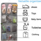 Dual Sided Hanging Shoe Organizer for Closet with Rotating Hanger Hanging Shoe Rack Holder with 24 Large Pockets (Grey-Mesh Pockets)