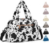 Travel Duffle Bag,Puffer Carry On Duffel Bag with Laptop Compartment Waterproof Overnight Weekender Bags for Women Large Hospital Tote Bags for Labor and Delivery(Medium,Cow Print)