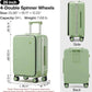 mixi Large Checked Luggage with Cup Phone Holder and Charger Hard Shell Suitcases with Spinner Wheels, 26 Inch Avocado Green