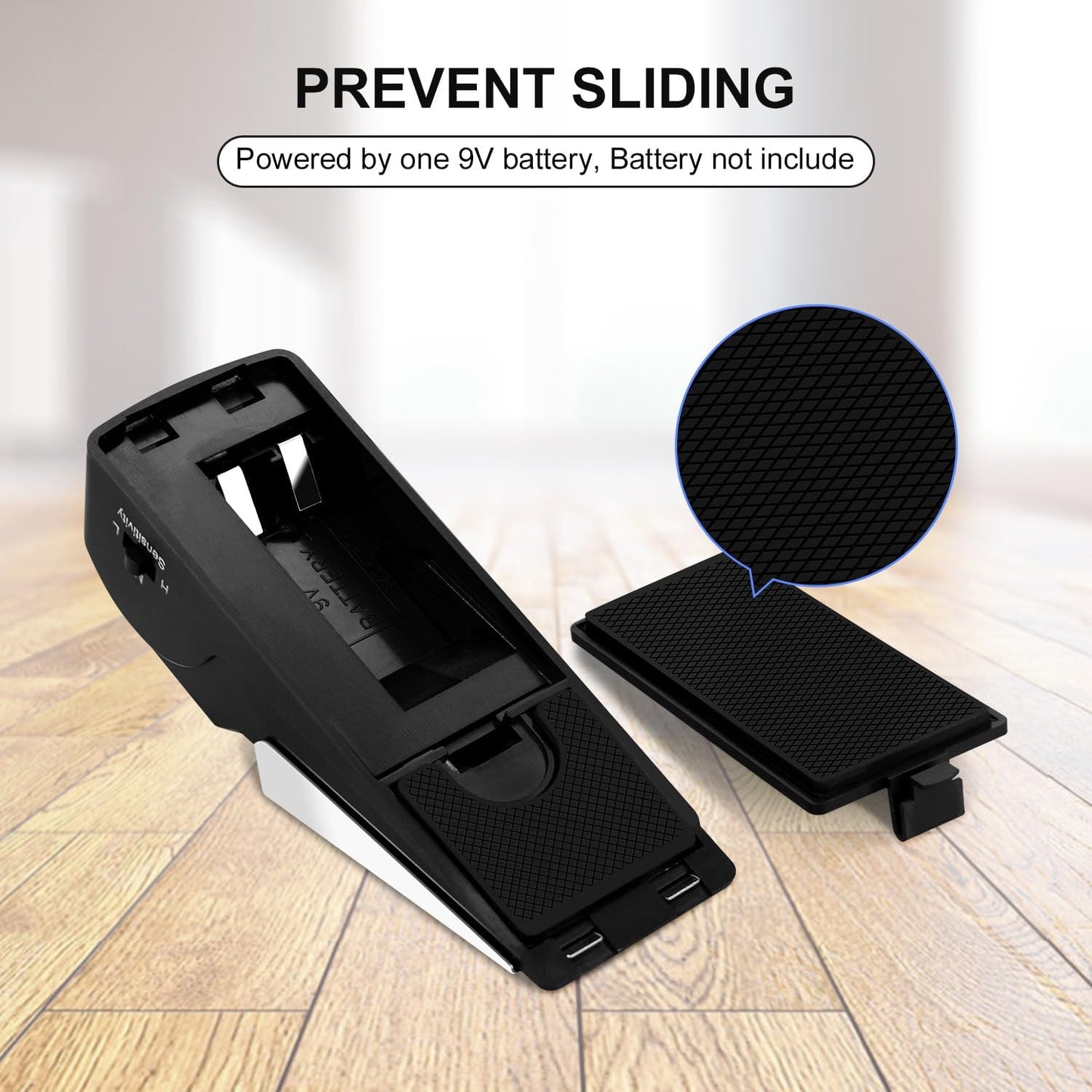 1 Pack Door Stop Alarm, Door Stopper with 120DB Security Alarm, Floor Wedge Door Stop Siren, Door Security Devices for Traveling, Apartment, Hotel and Home, Black