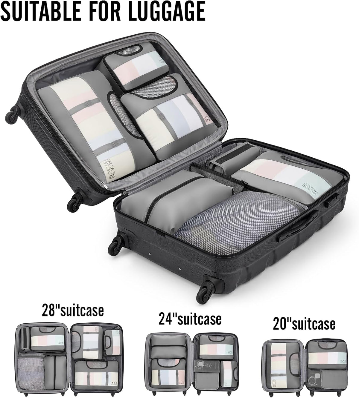 Veken 10 Set Packing Cubes for Travel Essential, Suitcase Organizer Bags in 4 Sizes, Carry-On Luggage Accessories with Large Laundry & Hanging Toiletry Bag, Must-Have for Airplane, Road Trip & Camping - Roamly