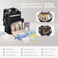 VONAL Diaper Bag Backpack, Lightweight Baby Diaper Bags, Travel Large Diaper Bag with Changing Station, Black Diaper Backpack for Boys Girls Newborn with Insulated Pockets, Stroller Straps