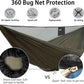 OneWind 11ft Portable Camping Hammock with Mosquito Net, Adjustable Ridgeline Double Hammock with 2*12Ft Tree Straps, Coyote Brown