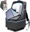 Rolling Car Seat Travel Bag, Padded Carseat Travel Backpack for Airplane,Large Durable Travel Bag with 4 Wheels,Adjustable Shoulder Strap and Waterproof Base Dark Grey
