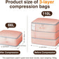 1 Pack Compression Storage Bags - 110L Large Capacity Comforter Storage Bag, 3-Layer Washable Ultra Space Saving Self Compression Organizer Space Bags for Blankets, Sweaters, Sheets, Pink