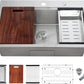 POPFLY 28 x 20 Inch Kitchen Sink, 28 Inch Stainless Steel Top Mount Drop in Workstation Sink, 9-Inch Deep Handmade Sinks with Cutting Board & Strainer, Brushed Nickel（28×20×9）