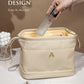 Bridesmaid Gift, Initial Makeup Bags, Personalized Double Layer Cosmetic Bag with Makeup Brush Organizer, Waterproof, Large Capacity PU Leather Travel Toiletry Bag