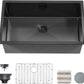 TORVA 30 x 18 Inch Black Ceramic Coating with NanoTek Undermount Kitchen Sink, PVD Coated Gunmetal Sink,16 Gauge Stainless Steel Wet Bar or Prep Sinks Single Bowl,Dark Grey