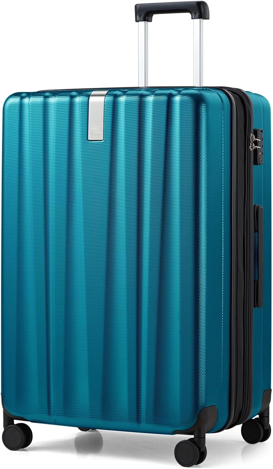 Hanke 29 Inch Expandable Checked Luggage Lightweight PC Hard Shell Luggage Suitcases with Wheels Tsa Luggage Rolling Large Suitcase Travel Luggage Bag for Study Abroad.(Caribbean Blue) - Roamly