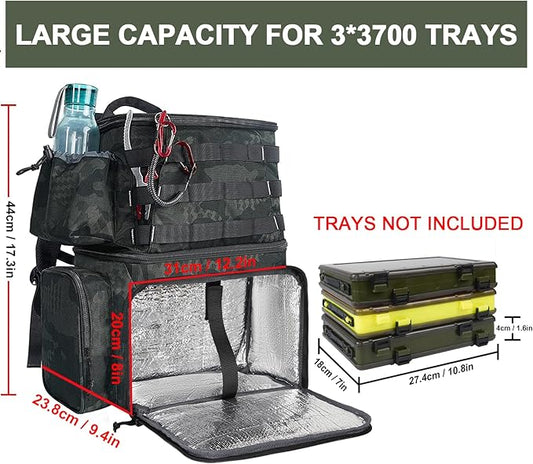 MATEIN Fishing Backpack, Water Resistant Tackle Storage Bag with Rod Holders & Cooler, Fishing Gifts for Men