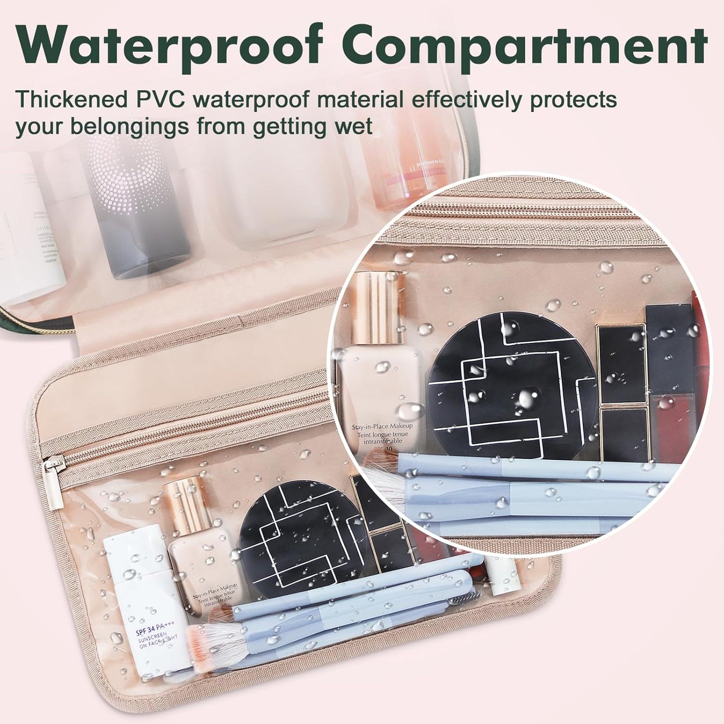Wedama Toiletry Bag for Women, Large Cosmetic Travel Bag, Hanging Toiletry Bag for Bathroom, Thickened PVC Waterproof Travel Makeup Bag, Toiletries Bag for Travel Business Trips and Camping - Roamly