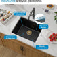 21 Black Granite Composite Bar Sink 18x18 Single Bowl Not Easily Stained Undermount Small Kitchen Sink Small Wet Bar Sinks with Workstation Quartz Natural Stone