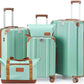 Luggage Set 3 Piece with Cup Holder,Hardshell TSA Lock Spinner Wheels Carry on Lightweight Suitcase，Hook and YKK Zippers for Valentine Gifts (Green, 5 piece sets(20/24/28/DB/TB))