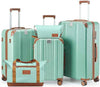 Luggage Set 3 Piece with Cup Holder,Hardshell TSA Lock Spinner Wheels Carry on Lightweight Suitcase，Hook and YKK Zippers for Valentine Gifts (Green, 5 piece sets(20/24/28/DB/TB))