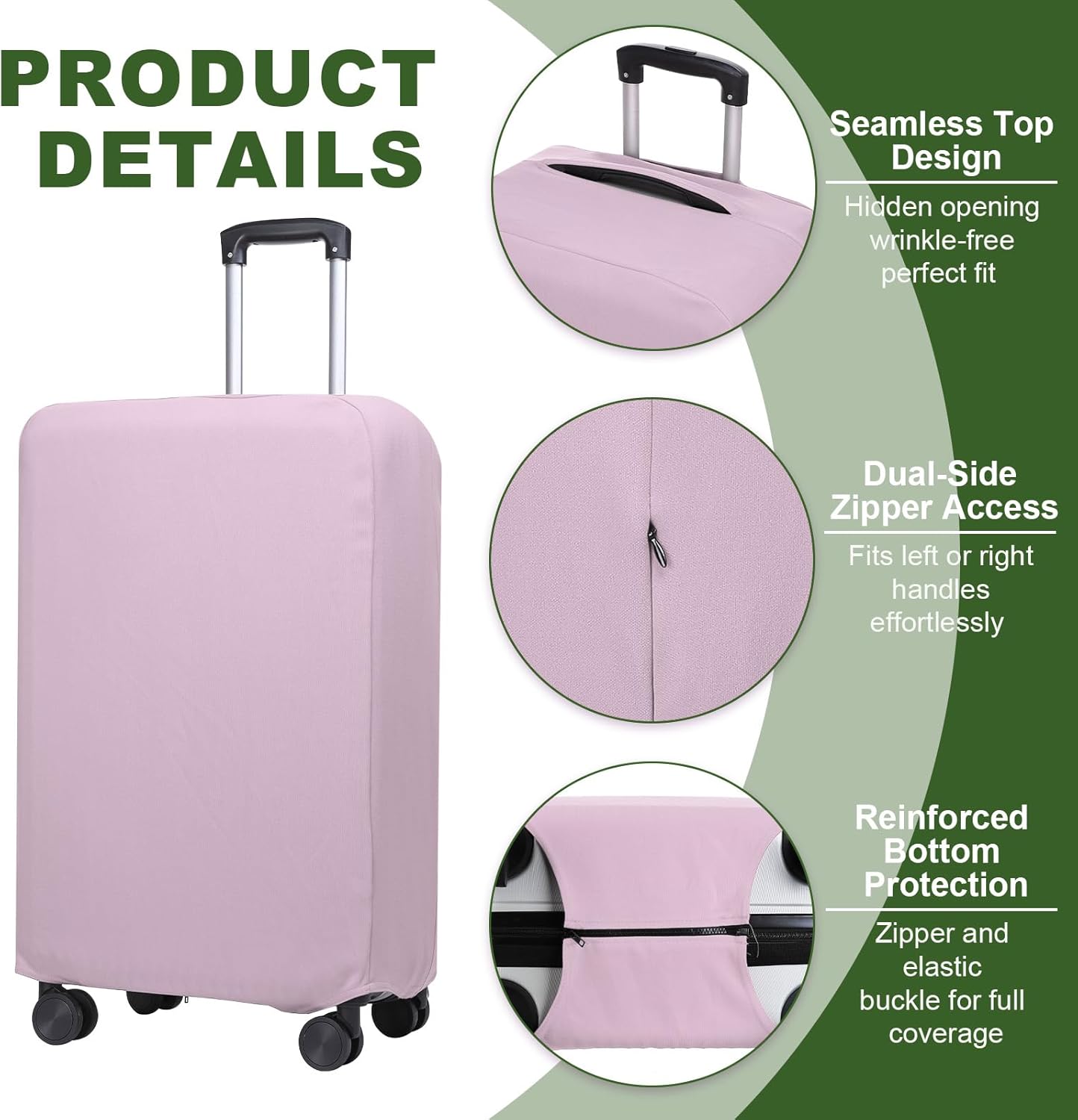 PATIKIL Luggage Cover, Suitcases Covers Elastic Carry on Cover Protector Washable Scratch-Resistant Fits 24-25 Inch Luggage for Travel Business Trips, Lavender Purple