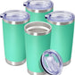 20 oz Tumbler Coffee Tavel Tumblers Bulk with Lid Stainless Steel Double Wall Vacuum Insulated Mug Powder Coated Cups fit Car Cupholder for Hot and Cold - Light Blue, 4Pack