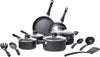 Amazon Basics Non Stick Kitchen Cookware 15-Piece Set, Non-Induction, Includes Pots, Pans, and Utensils, Black