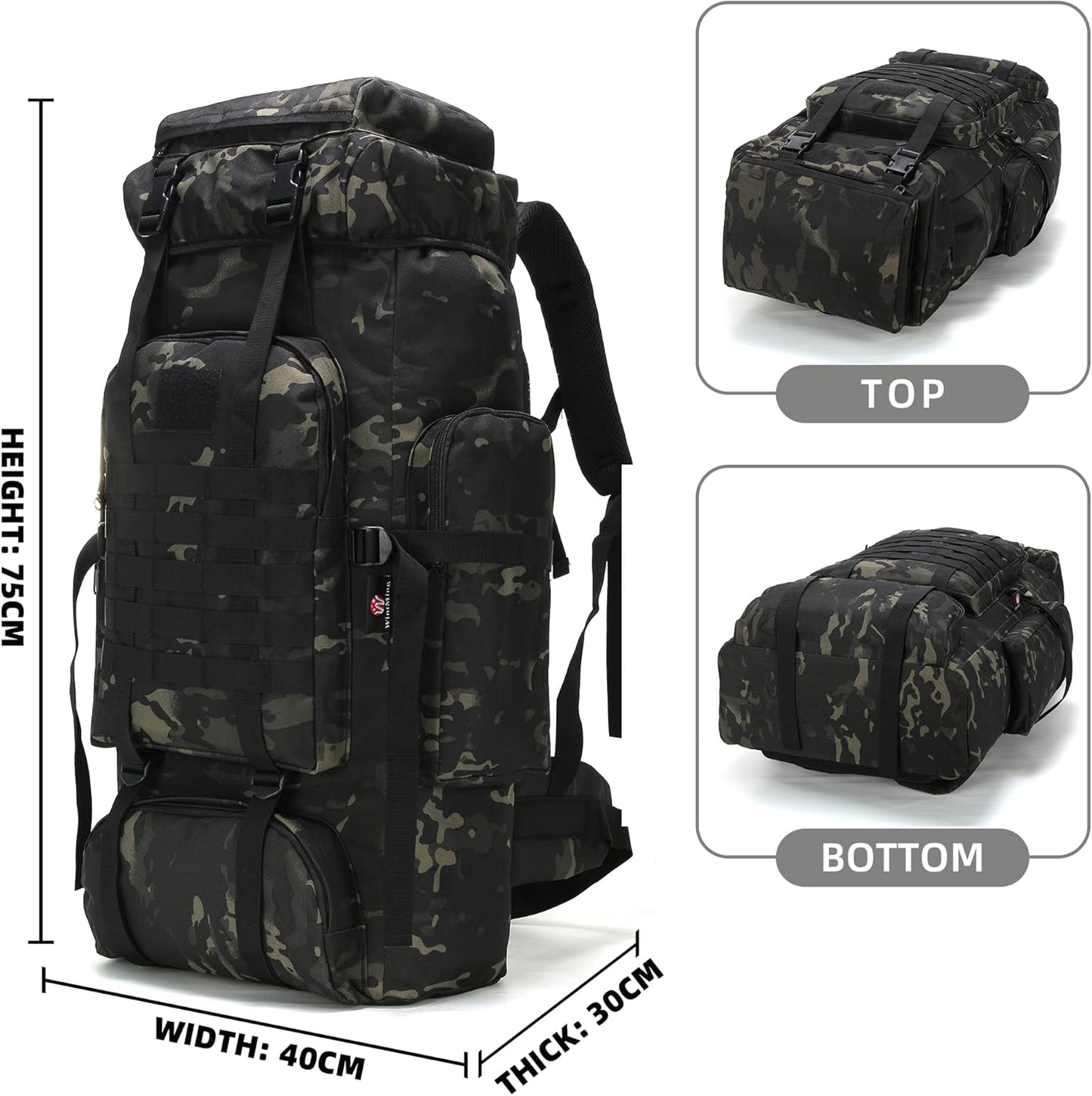 King'sGuard 70L Camping Hiking Backpack Tactical Backpack Military Molle Rucksack Backpack for Outdoor - Roamly