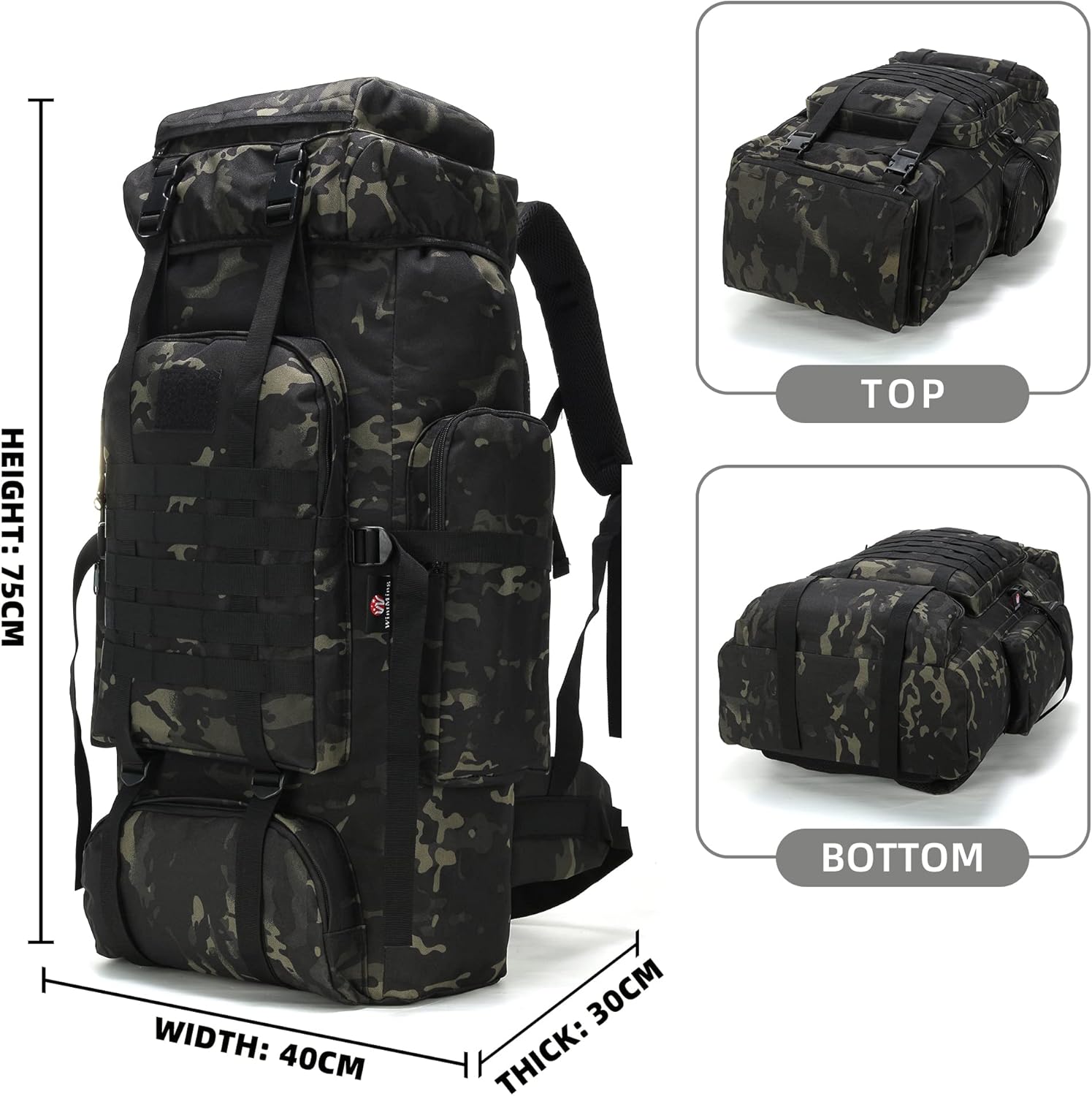 King'sGuard 70L Camping Hiking Backpack Tactical Backpack Military Molle Rucksack Backpack for Outdoor - Roamly