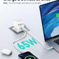 Retractable Wall Charger, 65W PD Fast USB C Charger Block with Retractable Type-C Cable, Travel Fast Charging Adapter with Foldable Plug for iPhone 16/15, MacBook Air, iPad Pro, Samsung, Pixel