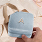 Vlando Travel Gifts 2025, Travel Jewelry Case for Girl Women, A Initial Jewelry Case, Mini Jewelry Travel Organizer Travel Essentials for Gifts for Friend Teen Girls - Letter A, Blue