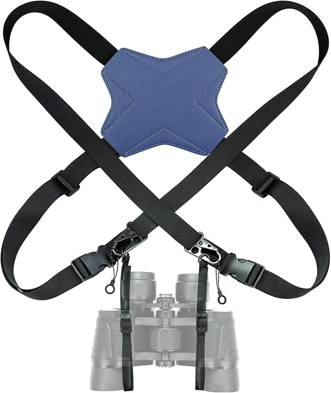 Binocular Harness Strap, Adjustable X-Shaped for Hunting, Hiking & Birding, Bino Harness Fits for Carrying Binocular, Cameras, and More