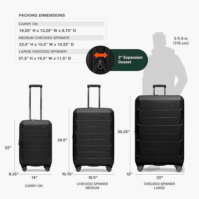 Traveler's Choice Pagosa Hardshell Expandable Luggage with Spinner Wheels, Black, 26-Inch Medium