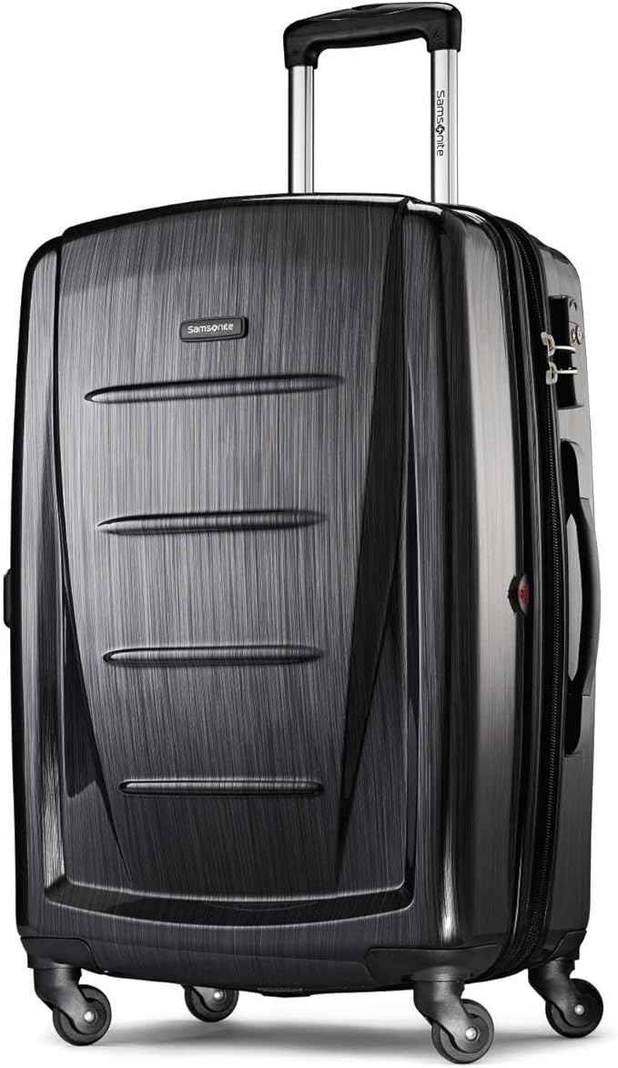 Samsonite Winfield 2 Hardside Expandable Luggage with Spinner Wheels, Brushed Anthracite, Checked-Medium 24-Inch