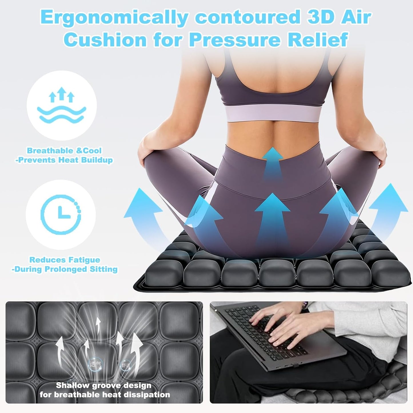 Travel Cushion Airplane Seat, Airplane Seat Cushion for Long Flights,Press Type Air Inflatable Wheelchair for Car,Office,Stadium,Ergonomic Comfort Support,Travel Seat Cushion