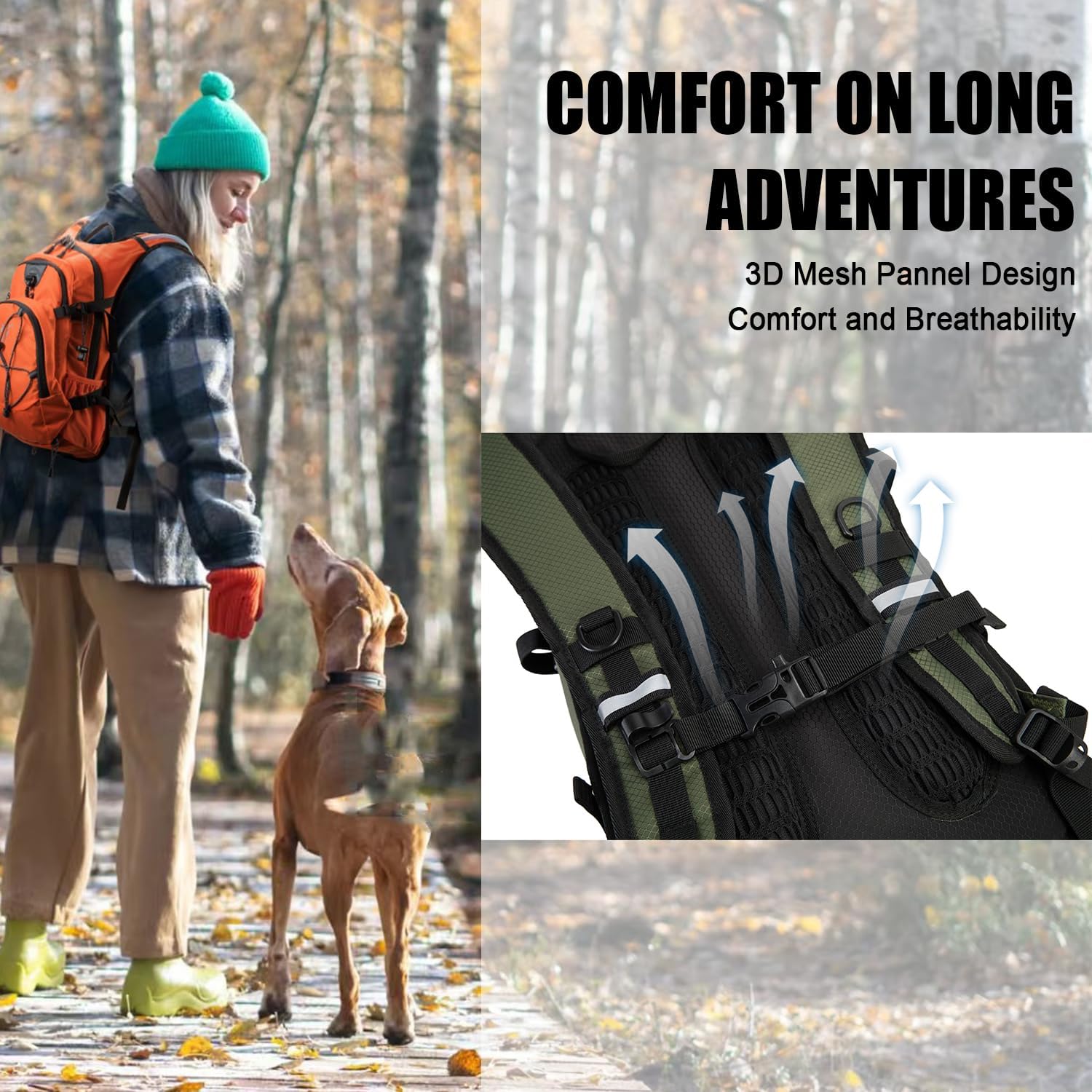 Hydration Backpack Pack with 2L Water Bladder 18L Hiking Backpack Women Men Lightweight Hydropack Insulated Daypack for Biking, Running, Festival - Roamly