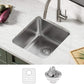 KRAUS Dex 17-inch Undermount 16 Gauge Stainless Steel Single Bowl Kitchen Sink, KA1US17B