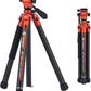 Fotopro Carbon Fiber Travel Tripod 2.2lbs Ultralight 64 Inch Portable Compact Travel Video Tripod for Camera DSLR Load up to 22lb X-Aircross 3 Lite Video Orange