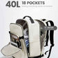 LOVEVOOK Travel Backpack for Women & Men 40L,Airline Approved Carry On Backpack Travel Essentials,TSA Carry on Luggage,Waterproof Personal Item Travel Bag,Suitcase with 3 Packing Cubes,Beige-Black