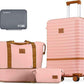 Joyway Expandable 24 Inch Luggage with Spinner Wheels, Lightweight Hard Shell Medium Checked Suitcase, 3 Piece Luggage Sets with TSA Lock, Pink Brown