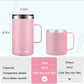 KXIAOCHEN 20oz Insulated Coffee Mug with Lid, Stainless Steel Coffee Cup, Double Wall Vacuum Coffee Tumbler with Handle, Premium Thermal Travel Coffee Mug (Pink)