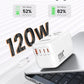 LENCENT International Travel Adapter, 120W GaN Universal Fast Charger with 3 PD3.0 Type C+1 QC USB A, All in One Power Adaptor for iPhones,Laptops, Worldwide Plug Adapter for EU/USA/UK/AU, White