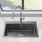 POPFLY Kitchen Sink, 28×20 Inch Drop In 18 Gauge Handmade SUS 304 Top mount Stainless Steel 9 Inch Deep Single Bowl Kitchen Sinks, Black