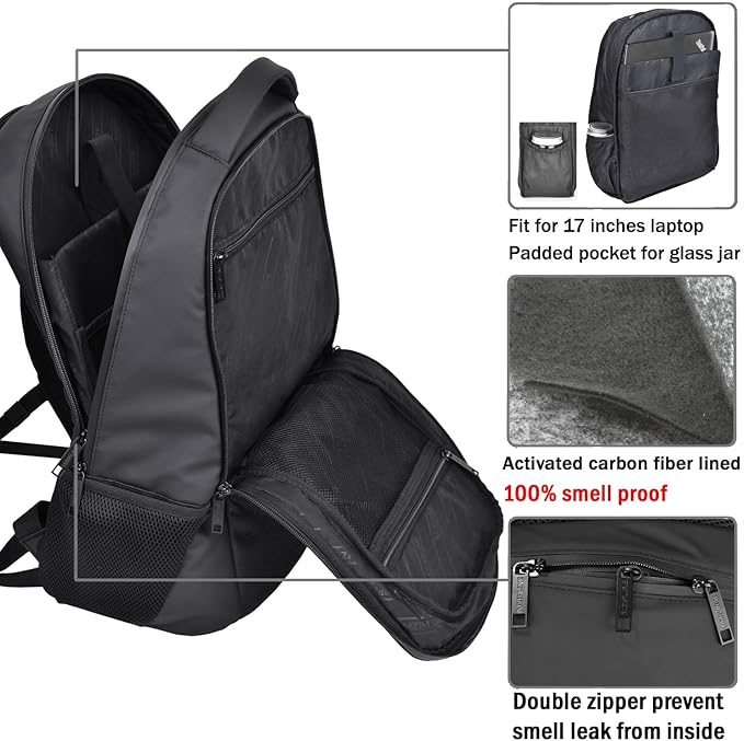Activated Carbon Lined Backpack Bag With Comb Lock & Hoodie Water Resistant,Anti Theft Laptop Daypack Travel bags for Men & Women Travel