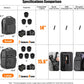 Cwatcun Waterproof Camera Backpack PU Leather Camera Bag with Tripod Holder, 14" Laptop Compartment for Canon Sony Nikon SLR DSLR Mirrorless Camera, Lens, Travel Photography Camera Bag Case
