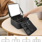 Relavel Makeup Bag with Light Up Mirror, Makeup Case Travel Cosmetic Bags Brush Organizer Storage Box, Rechargeable Vanity Mirror with 3 Color Lights, High Frame Mirror Protection (Black)