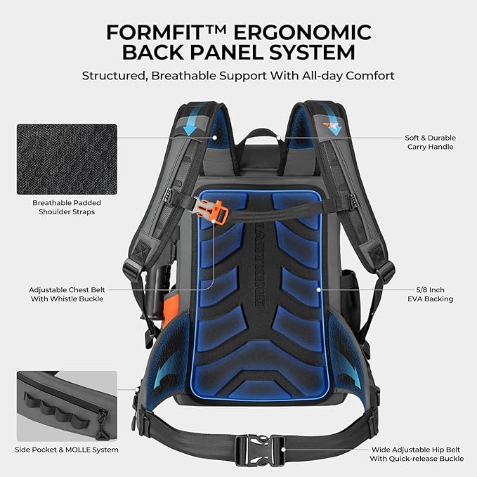 KastKing All Weather Fishing Tackle Backpack with Removable Rod Holders,Waterproof ArmorShield Fabric Fishing Bag Storage Fishing Gear