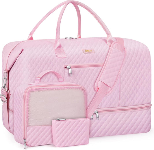 Weekender Bag for Women, Travel Duffel Bag Carry On Overnight Bag with Shoe Compartment Large Nylon Travel Weekend Tote Bag - Roamly