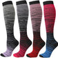 Kickticks 4 Pairs Compression Socks for Woman & Man Unisex 20-30mmHg Knee high Plus Size Wide Calves for Flying Running…