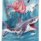 WZOMT Microfiber Flamingo Beach Towel Oversized, Funny Flamingo Riding A Shark Surfing Bath Towels for Kids Adults, Quick Dry Hot Pink Blue Ocean Flamingo Shark Swim Pool Towel 32x52 Inch