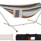 LazyDaze Hammocks Double Hammock with Stand - 2 Person Heavy Duty Outdoor Hammock for Adults, Includes Durable Steel Stand, Portable Carrying Bag and Pillow, Rainbow Stripes