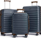 LIGHT FLIGHT Luggage Sets, 3 Piece Durable Suitcase Set with Spinner Wheels, 3 Pcs Hard Shell Lightweight Luggage with TSA Lock, Large Checked Travel Suitcases, 20/24/28 Inch,Blue/Brown