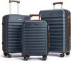 LIGHT FLIGHT Luggage Sets, 3 Piece Durable Suitcase Set with Spinner Wheels, 3 Pcs Hard Shell Lightweight Luggage with TSA Lock, Large Checked Travel Suitcases, 20/24/28 Inch,Blue/Brown