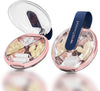 1 Pack Easy-to-Hold Small Round Blue Pill Organizer with Decorative Strap, 4 Compartments, Compact Travel Pill Box Case, Portable and Moistureproof to Store Vitamins, Medication and Supplements
