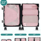 WANDF 7 Set Compression Packing Cubes for Travel, Shirt Folder for Wrinkle-Free, Suitcase Organizer Bags Set for Carry-On Checked Luggage Duffle Bag Women Men(Pink)